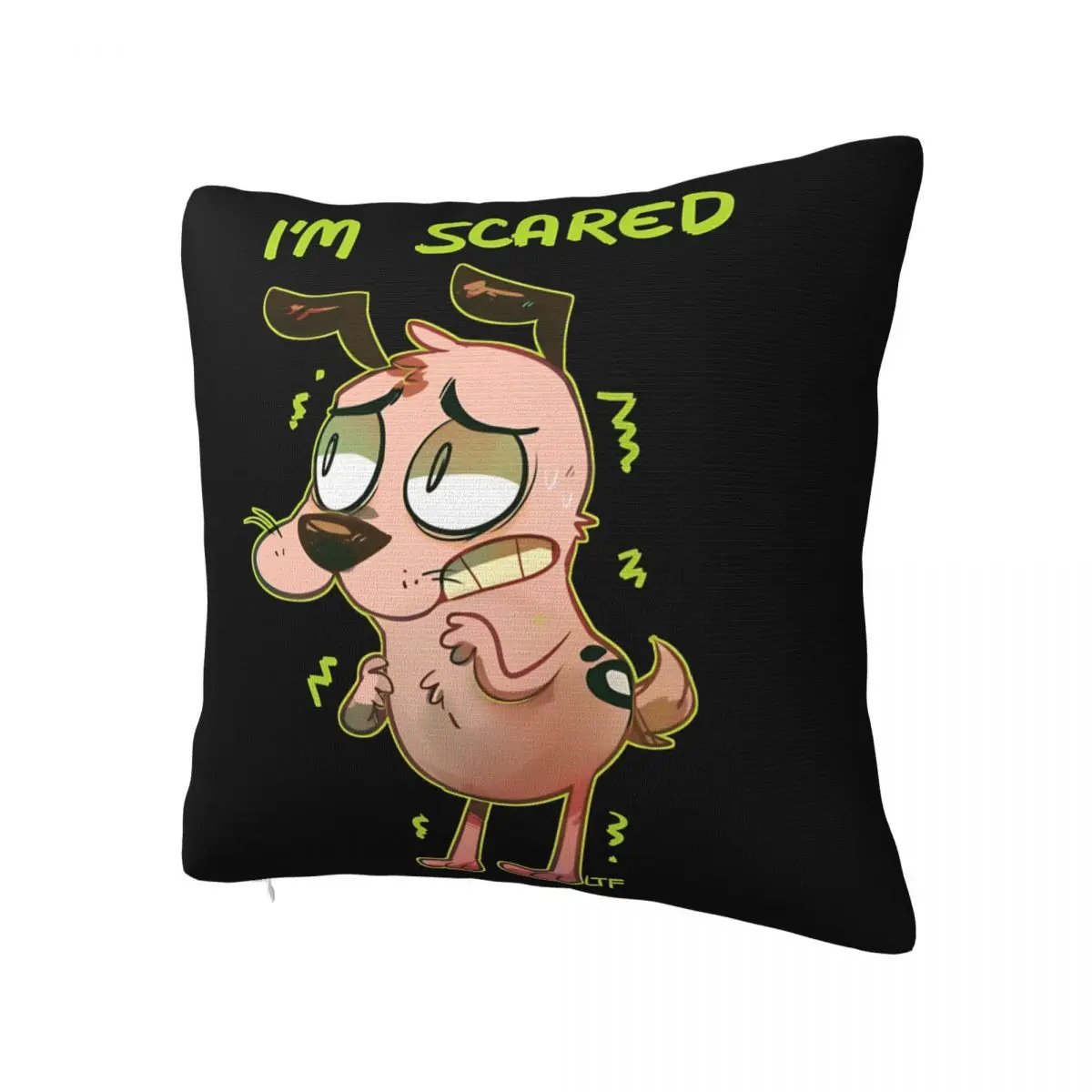 C-Courages Cowardly Dog Cute Pillowcase Printing Polyester Cushion Cover Decorations Pillow Case Cover Bedroom Square 40*40cm