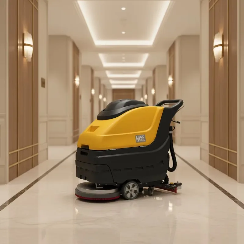 Commercial Walk-Behind Automatic Battery Floor Scrubber For Hotel Mall Industrial Warehouse Cleaning