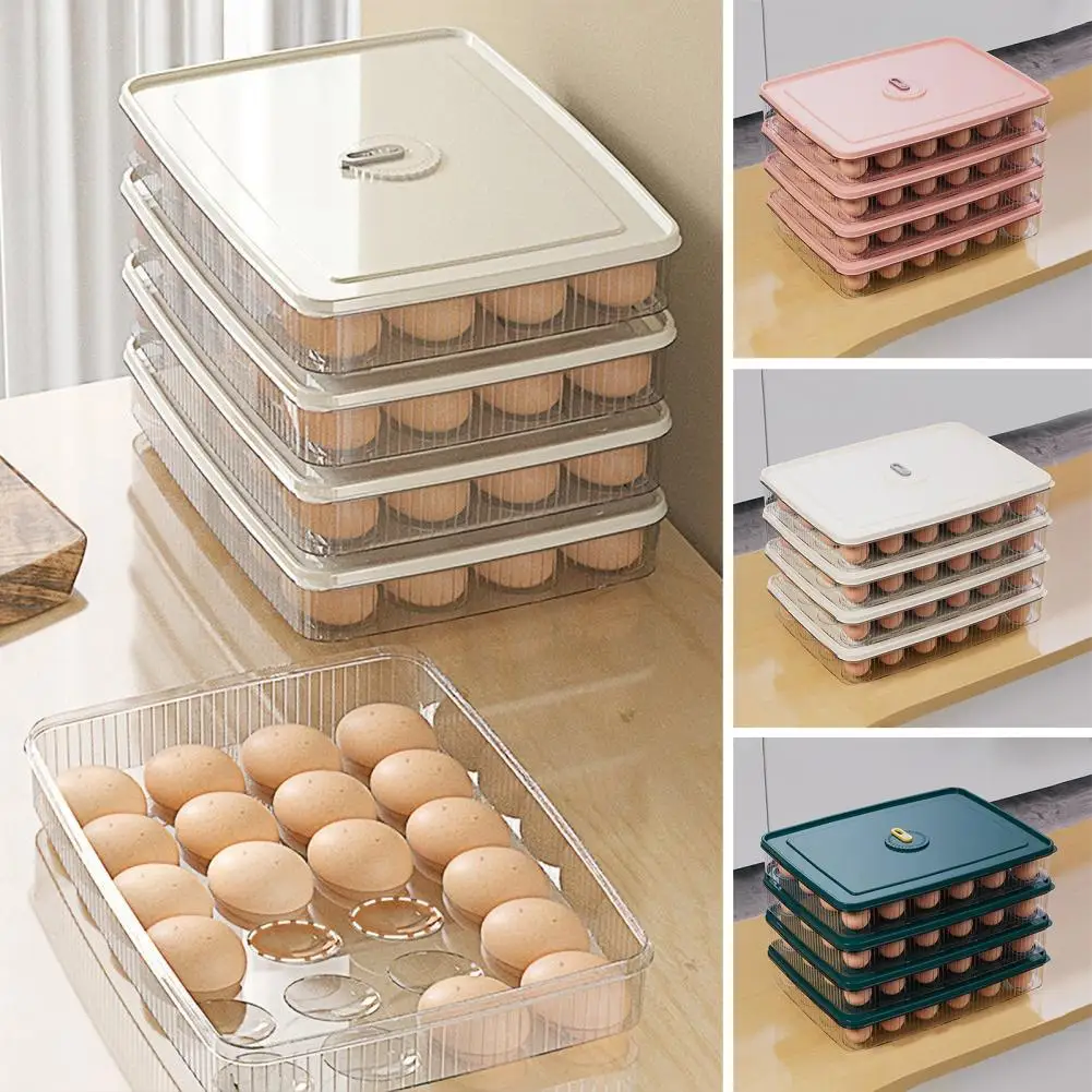 

Easy-access Egg Drawer Large-capacity Stackable Refrigerator Egg Storage Box with Lid Food Grade Bpa Free for Organizing