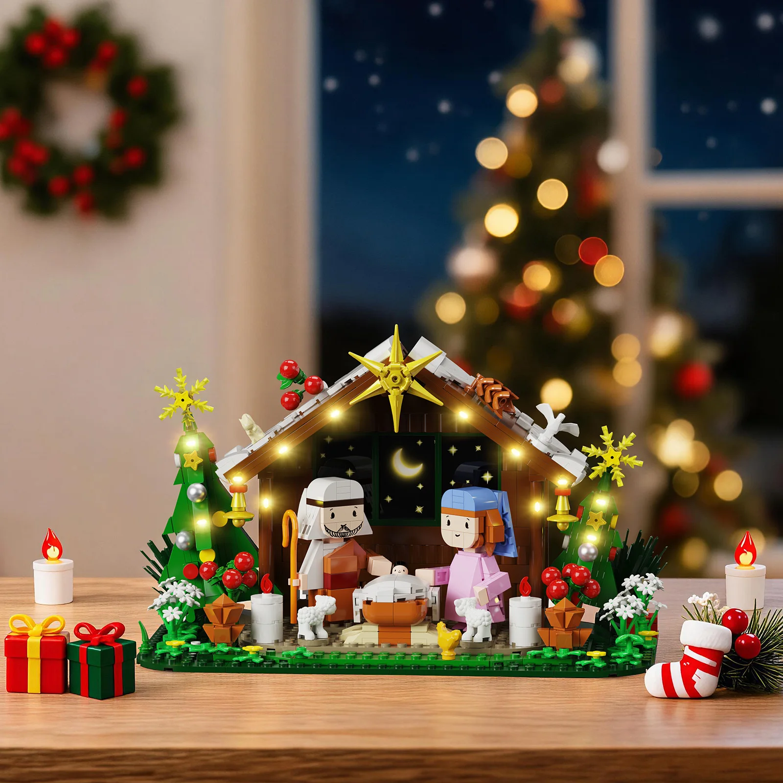 Christmas Nativity of Jesus Building Blocks Set Religious Scene Bricks Model Home Decoration Easter Collectible Gifts for Adults
