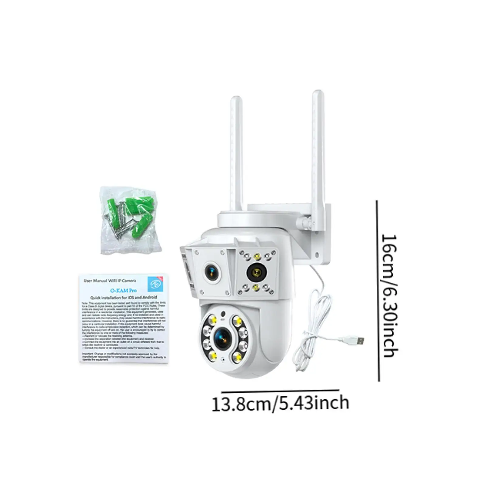 Security Camera IP66 Waterproof Home Security Compact Rotatable Easy to Set up 200W 2 Way Intercom High Reliability Professional