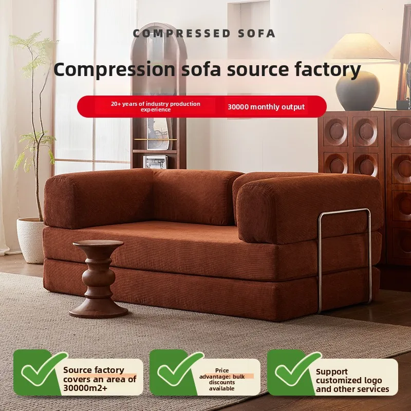 

Compression Folding Sofa Bed, Modular Lazy Sofa with Backrest, Corduroy Sofa Bed Foldable Washable Customizable for Living Room
