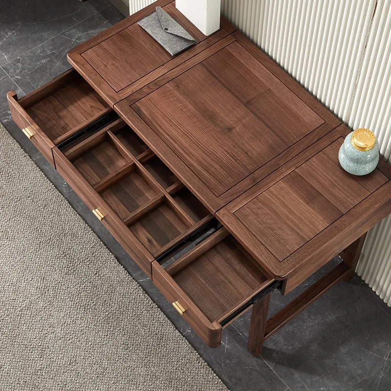 New Chinese-style solid wood dresser, bedroom black walnut makeup table, modern simple and multi-functional flip top dressing