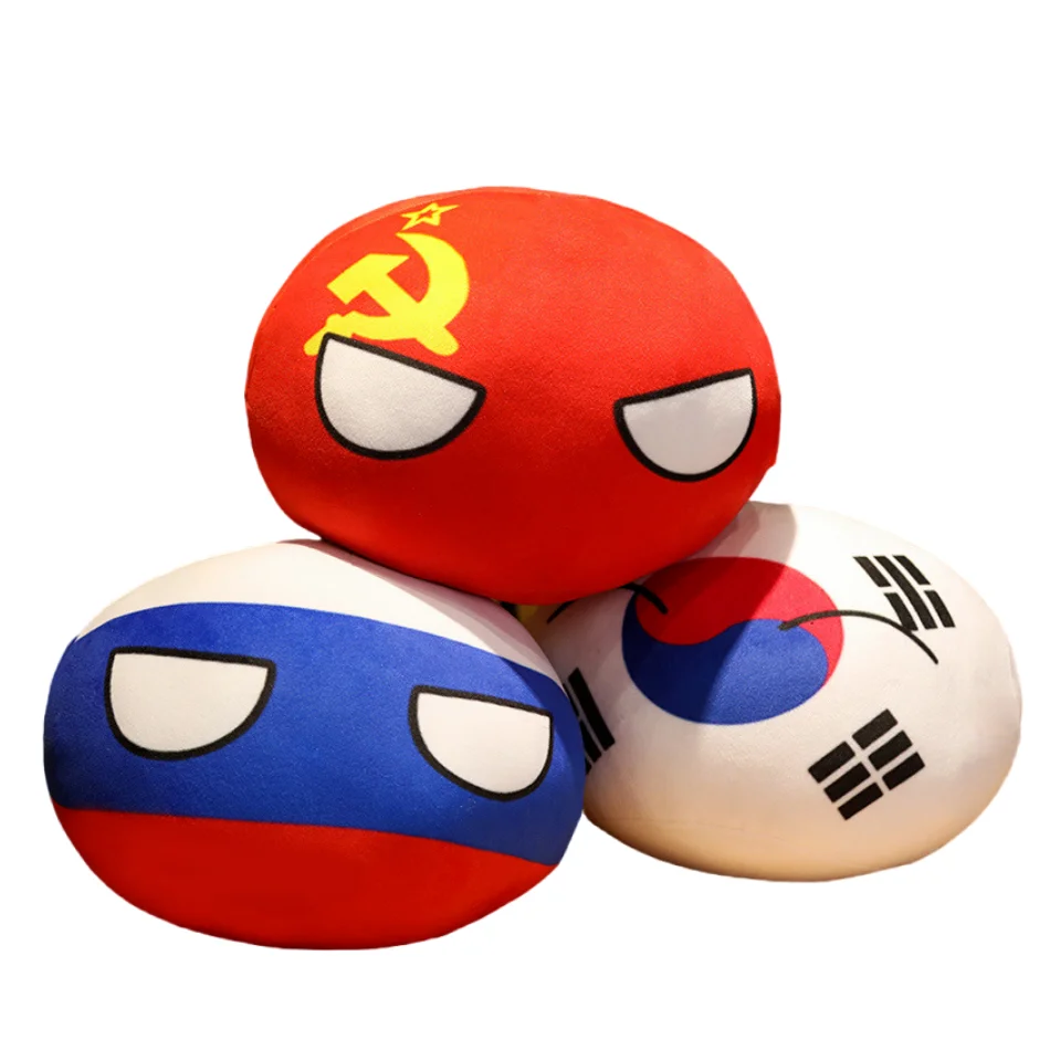 ตลก Polandball 10 ซม.Countryballs ของเล่นตุ๊กตาจี้ตุ๊กตา Plush Countryball USSR USA ฝรั่งเศสรัสเซีย UK ญี่ปุ่นเยอรมนีอิตาลี