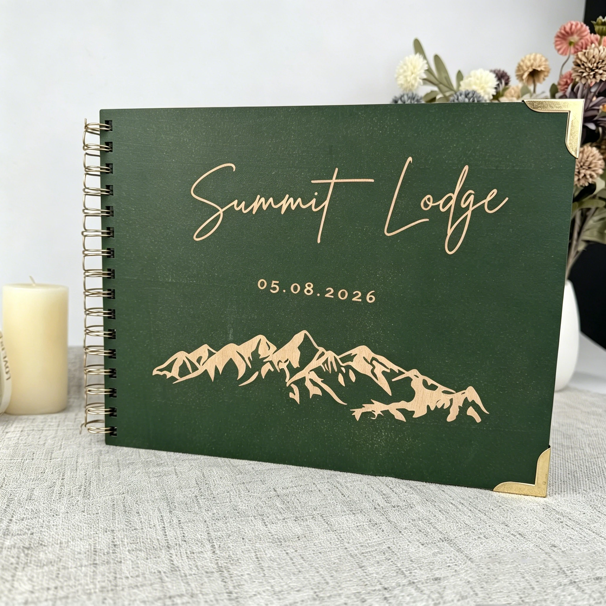 Personalized Guest Book Wedding Album Memory Wooden Adventure Rustic Unique Photo Album For Custom Name Marriage Wedding Gift