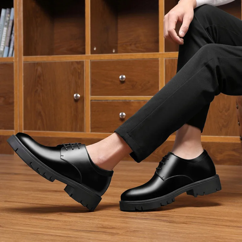 Men Dress Shoes Elevator Shoes Platform High Heels Height Increase Business Casual Man Heightening Shoes 10 8CM Moccasins Taller