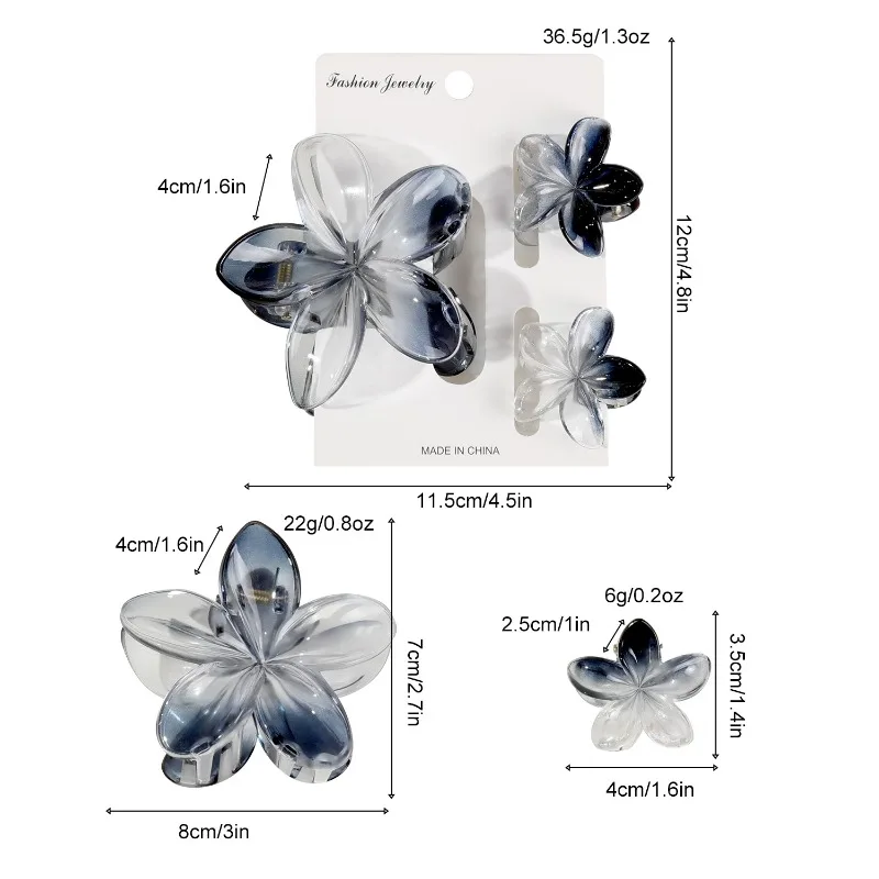 مجموعة مشابك شعر على شكل زهرة البيض مكونة من 3 قطع عبر الحدود على شكل زهرة بوهينيا خلفية للرأس ومشبك سمك القرش الساحر وإكسسوارات الشعر