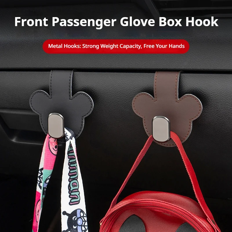

Universal car interior front storage organizer glove box hooks luxury leather passenger glove box auto accessories tools