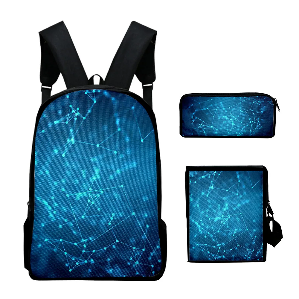 

Classic Novelty Technology style 3D Print 3pcs/Set pupil School Bags Laptop Daypack Backpack Inclined shoulder bag Pencil Case