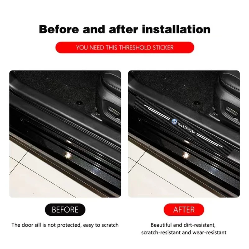 1/4/5 قطعة عتبة باب السيارة واقية ملصق المضادة للخدش ملصق مضاد للمياه ل Volkswagen VW T-Cross Golf Amarok T5 ID3 Tiguan