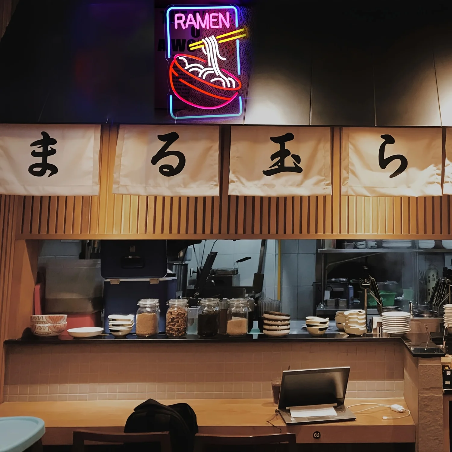 Neon Sign Decoration for Ramen, Glowing Ramen LED Neon Light, Powered, Colorful Neon Art Wall Decor, Suitable for Shops