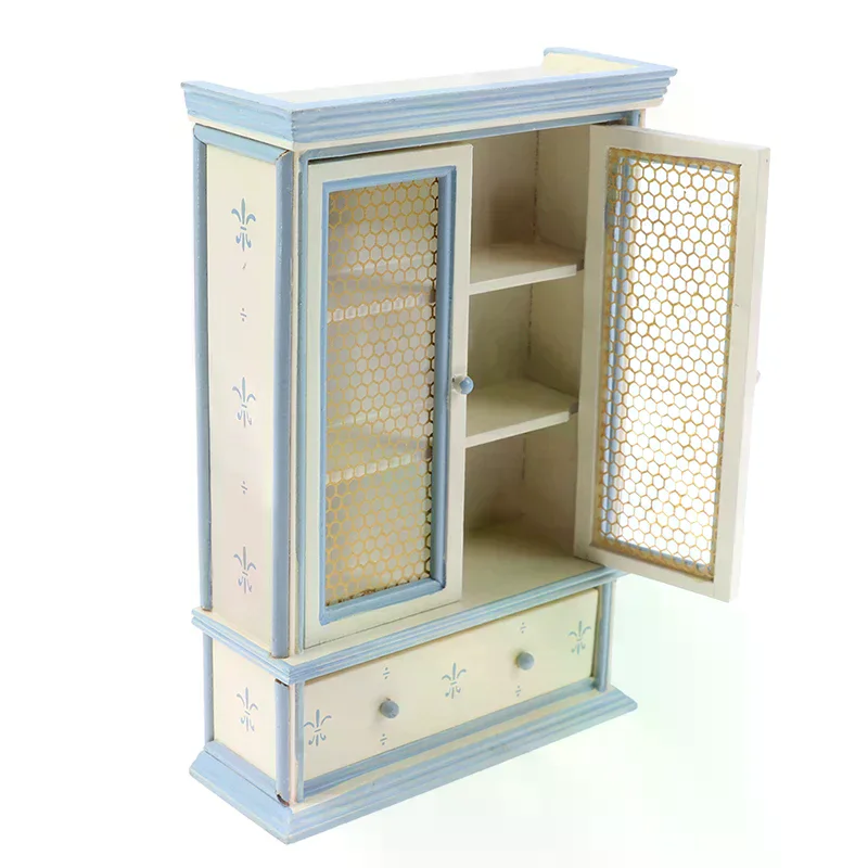 1:12 poppenhuis miniatuur keukenmeubilair witte kasten vitrinekast