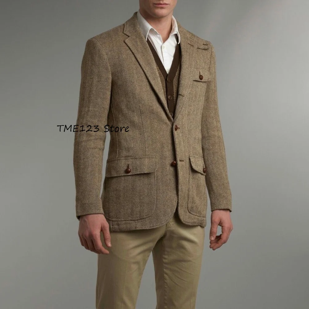 

Модные пиджаки однобортные. Городские пиджаки в винтажном стиле, деловые повседневные удобные куртки для мужчин из ткани «елочка»