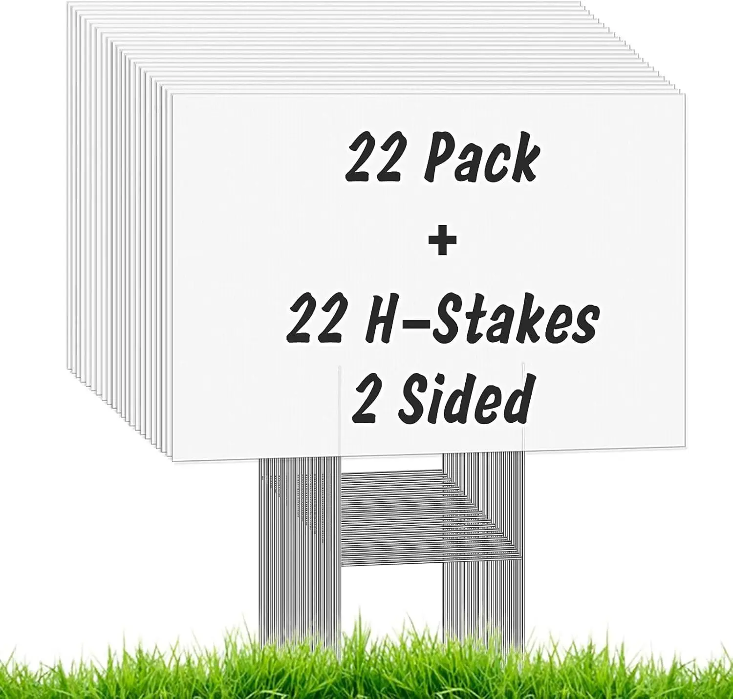 

22Pcs Blank Yard Signs with Stakes, 17x12inch White Corrugated Plastic Signs for Garage Sale, Open House, Party Decorations