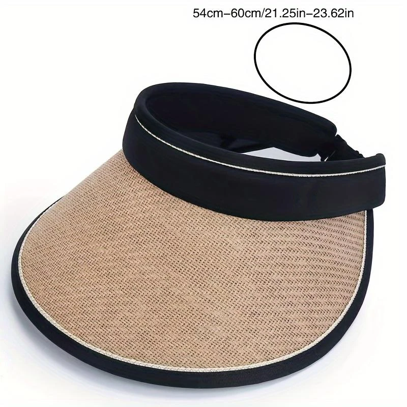 New Summer Straw Hat for Women Foldable Empty Top Sun Hats Outdoor Beach Anti-UV Protection Wide Brim Female Sunscreen Visor Cap