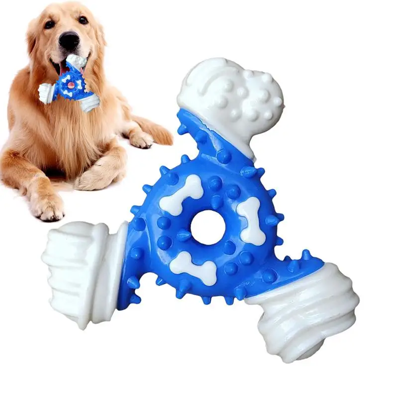 Dog Chew Toys Portable Reliable Dog Biting Triangle Bone Multifunctional Teeth Grinding Sensory Toy Reusable Tooth Cleaning Dog