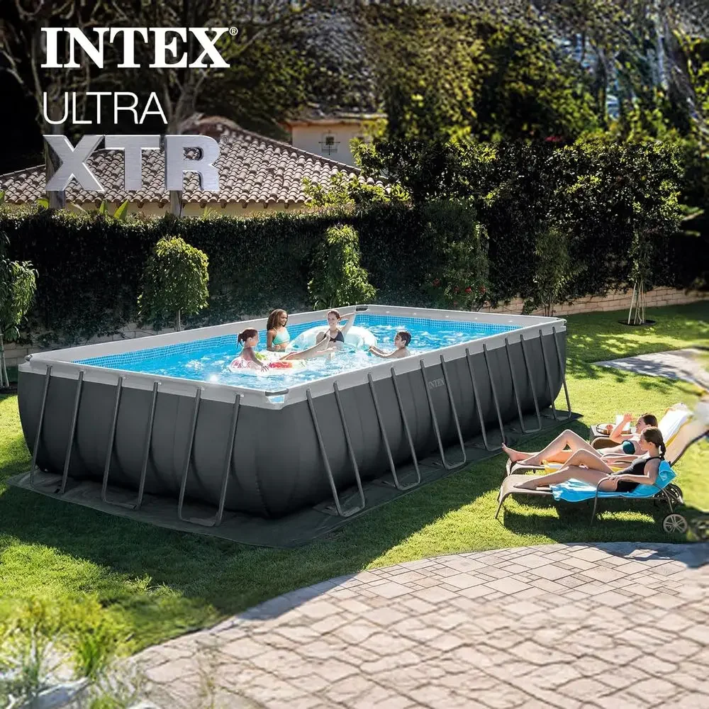 24' x 12' Above Ground Swimming Pool Set with 52 Steel Frame, Sand Filter Pump, Ladder, Cover, and Ground Cloth