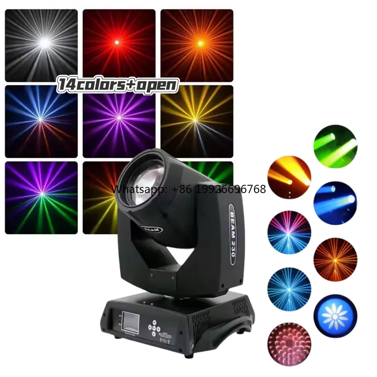 

7R 230 Вт луч с подвижной головкой DMX512 зум 8 + 16 призмов 14 цветов 14 гобо для DJ-дискотеков городское осветительное оборудование