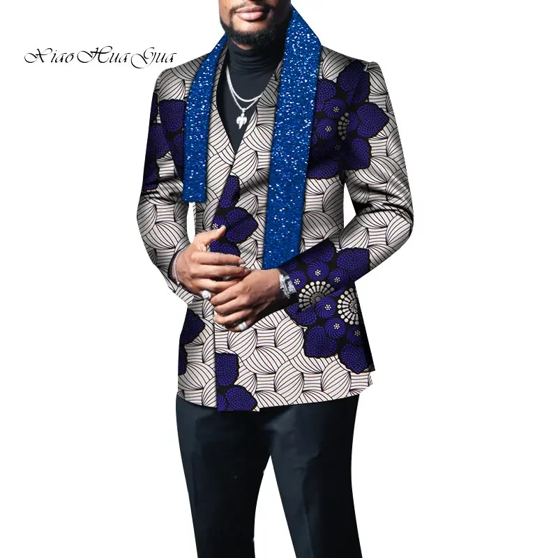 

News African Clothes Men Blazer with Scarf Riche Bazin Jacket Coat Outerwear Full Sleeve African Clothing M-6XL WYN1382