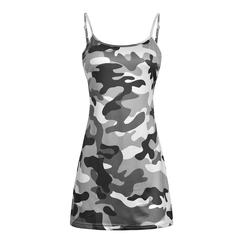 Italy Strap Sexy Dress Camouflage Print Mini Dress Short Summer Sleeveless Women Clothing Summer Dress Bodycon Casual Dress