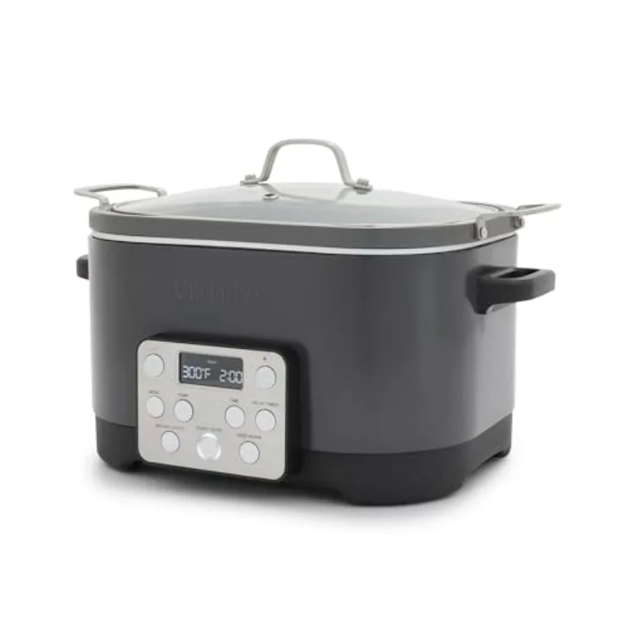 

Электрическая мультиварка-скороварка 6QT с крышкой, керамической антипригарной чашей без ПФАС, съемной емкостью, многофункциональный дизайн 5-в-1, функция поджаривания в емкости, поддержание тепла