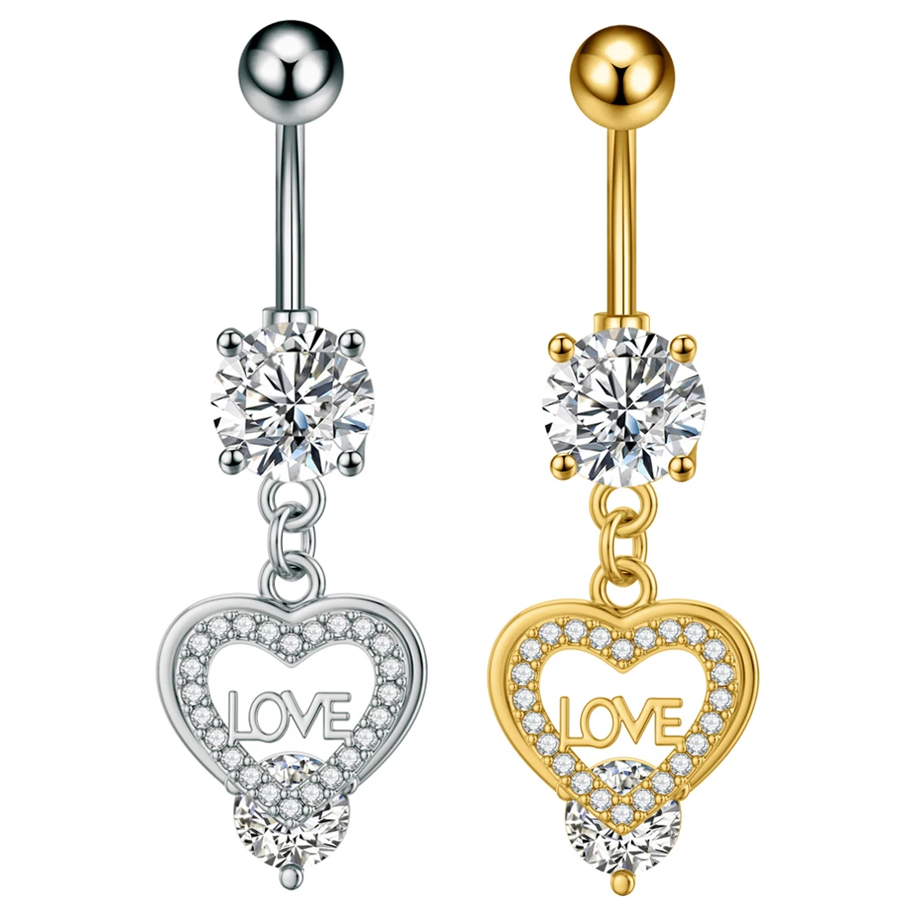 Faux Fake Belly Button Ring, 3/5 Reverse Crystals