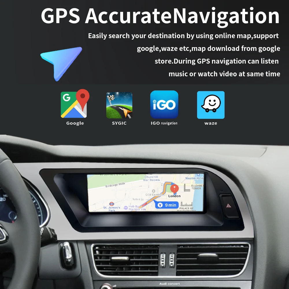 8.8-inch Wireless CarPlay/Android Auto Android 14 Car Digital Dashboard Car Dvd Multimedia Radio Player A4 B8 S4 A5 S5