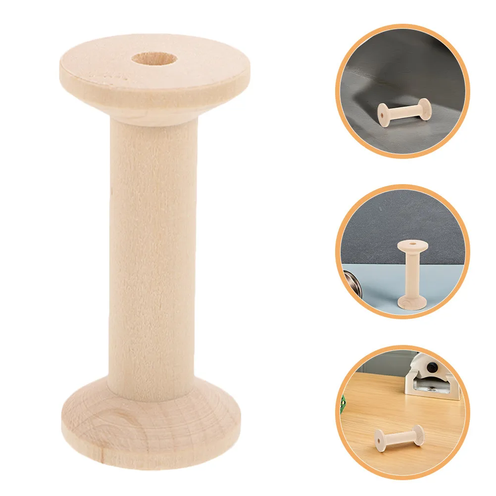 

4Pcs Wooden Thread Spools Set Smooth Finish Bobbins for Sewing Organization Craft Projects Empty Wood Spool Holder