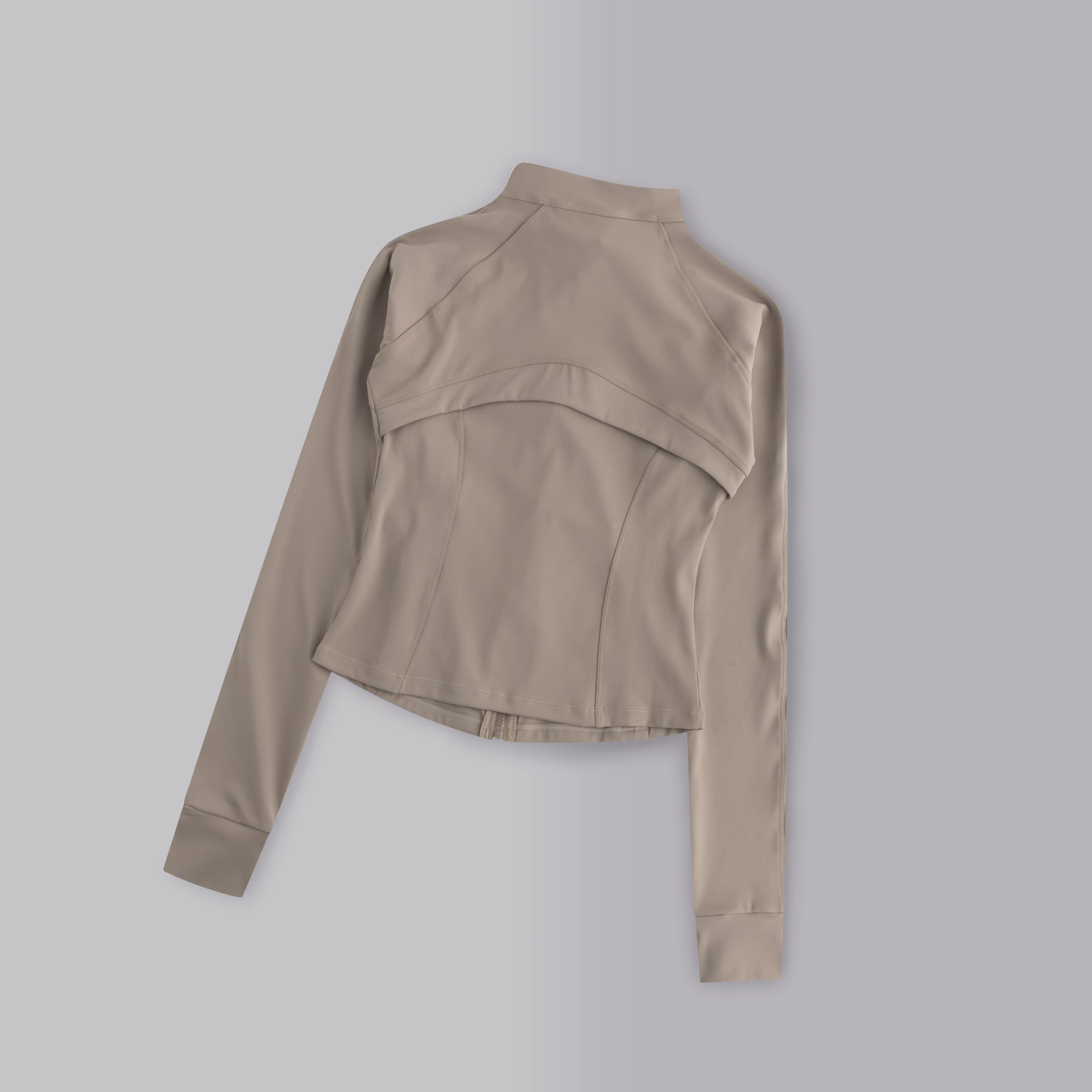 Gym Women's Full Zipper Yoga Top With Thumbholes Fitness Running Jacket Stretch Fit Long Sleeve Round Neck Top Sportswear image 6