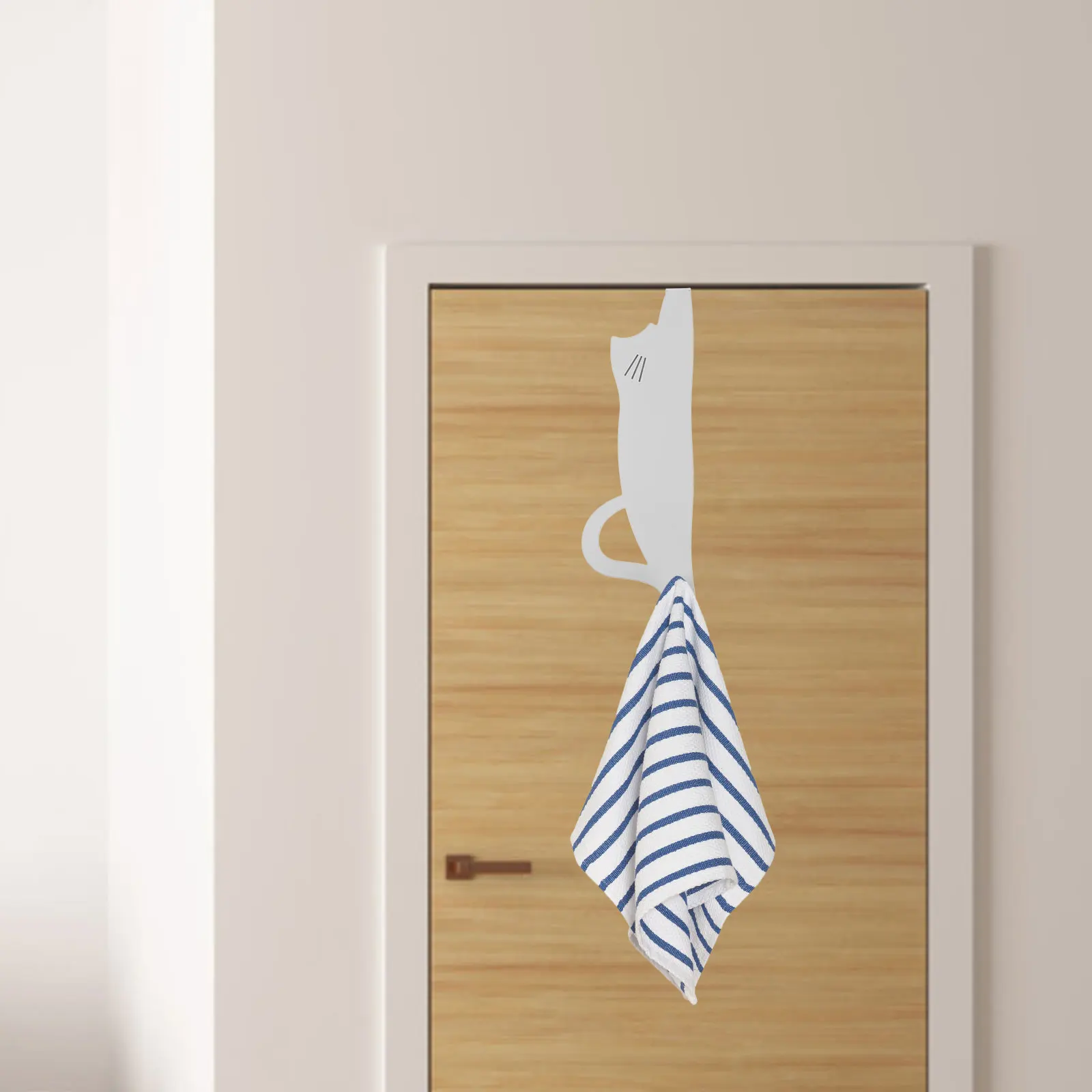 

Over the Hooks Rack for Clothes Hats Keys Hooks For Back Of Door White Cabinet Home Kitchen Bedroom Storage No Drill Required