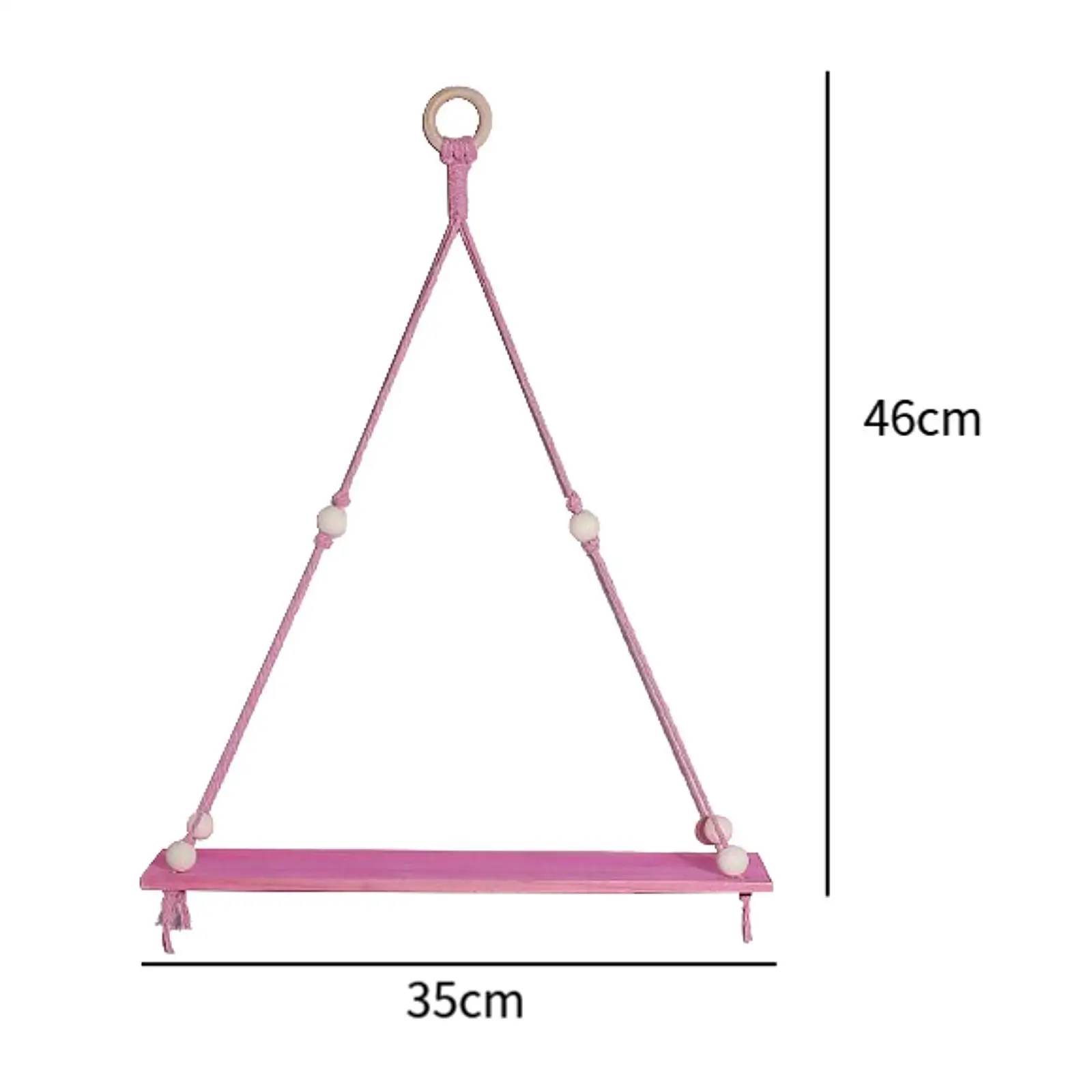 2x Hanging Wooden Shelf Wall Floating Shelf Rope Shelf Planter Holder for Window Bedroom Indoor Plant Bathroom Home