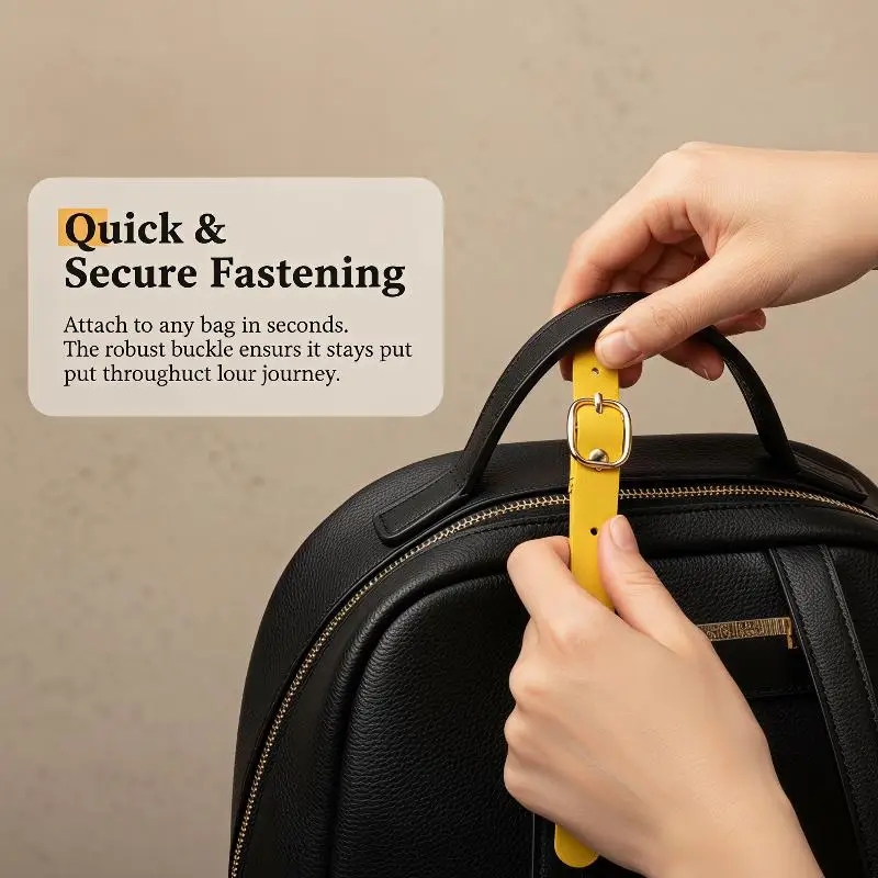 Scratch Resistant PU Luggage Tag Straps Multicolor Alloy Buckles for Travel Business Trip Suitcase Label Holder
