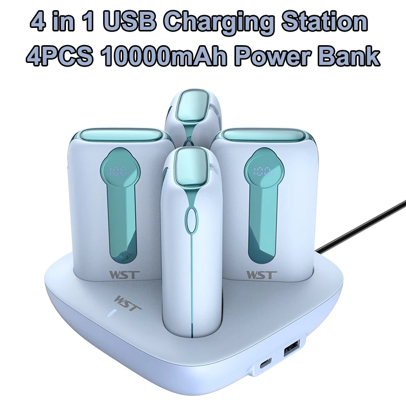 

4 in 1 Charger Station with 4pcs Power Bank 10000mAh Portable Charger 22.5W Fast Charging Powerbank for iPhone 17 Xiaomi Samsung