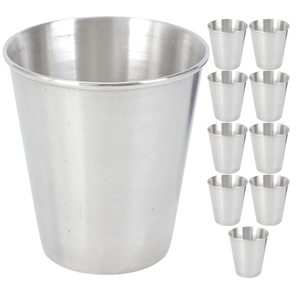 

10 Pcs Stainless Steel Cup Stainlesscup Glasses Cups Travel Multifunctional Metal Drinking Child Water