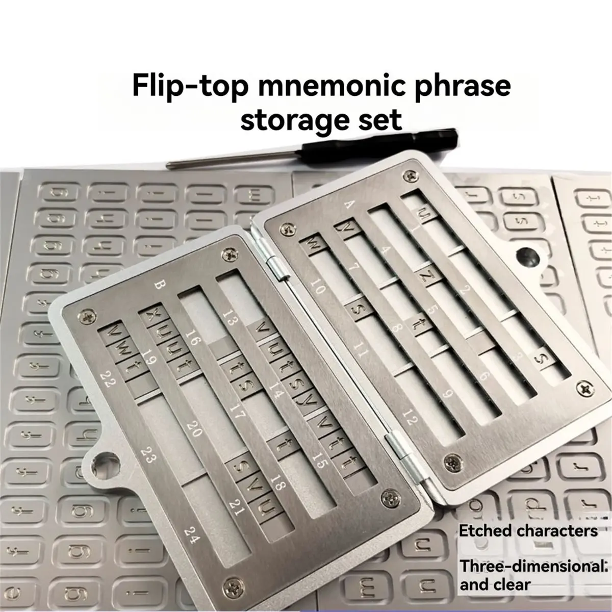 HITL Crypto Seed Phrase Backup,Stainless Steel Seed Phrase Storage with Lock Hole,24 Words Backup,for BIP39 Hardware Wallets view 5