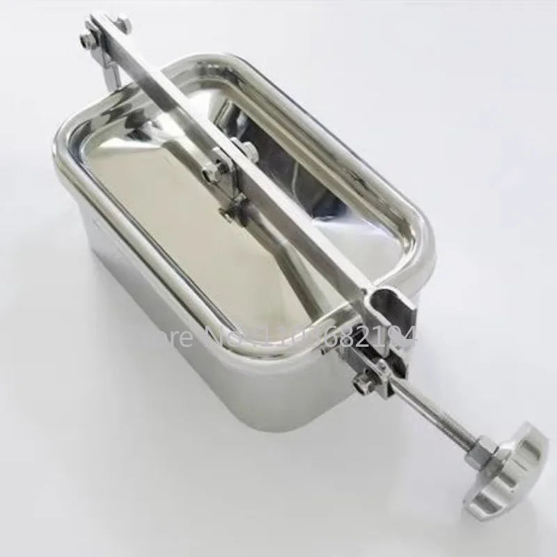 304 Stainless Steel Rectangular Atmospheric Manholes for Sanitary Cans Quick Opening 150*250 Specifications Full Rectangular