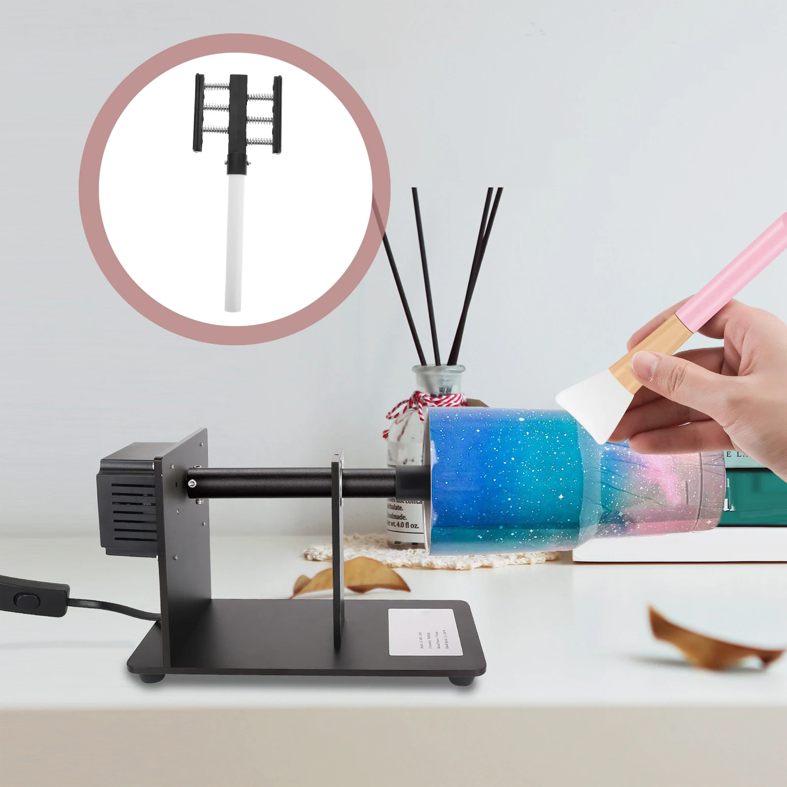 

Rotating Cup Holder Drying Rack Turner Machine Tumbler Kit DIY Crafts Premium Material Durable Practical Save Time Efficiency