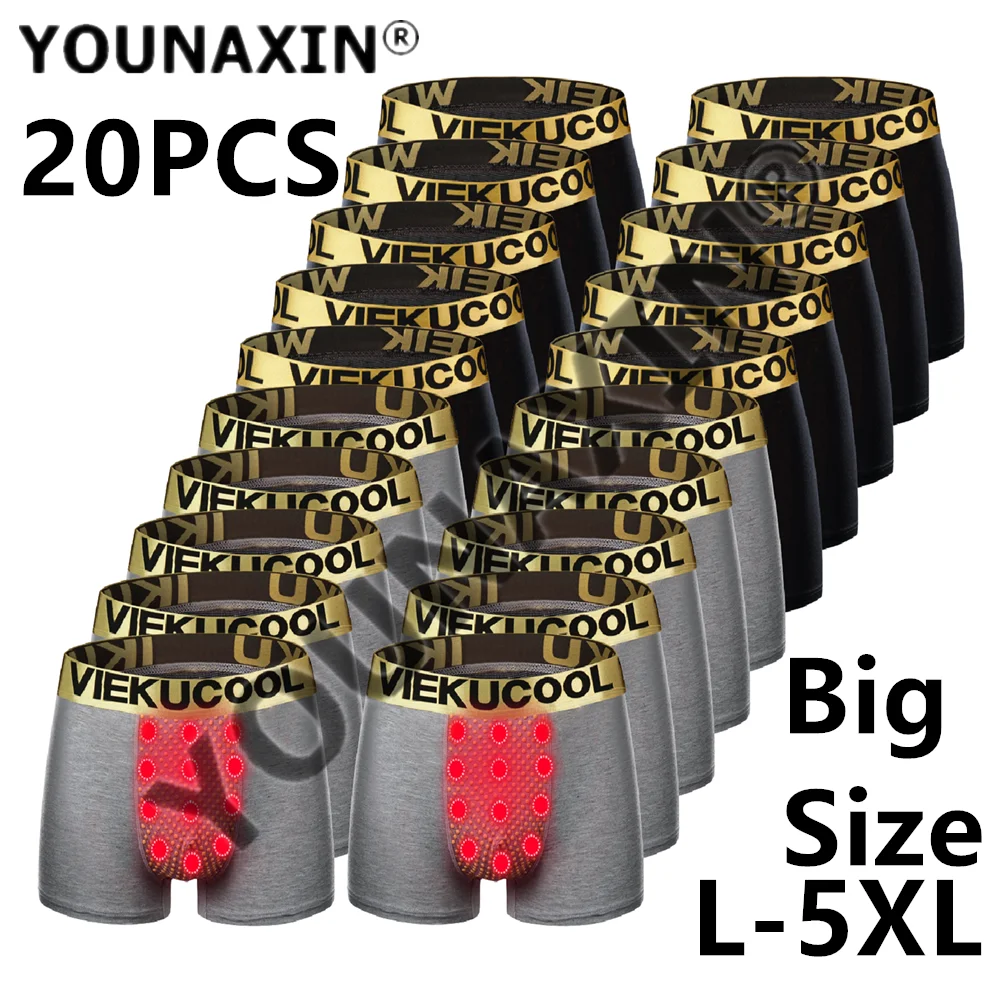 

YOUNAXIN 20 Pieces Men's Boxers Shorts Solid Color Underwear Undershorts Underpants Undies Wholesale L to 5XL