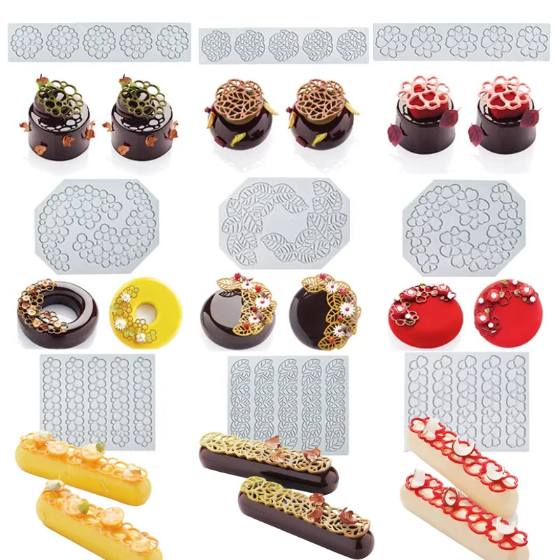 Blatt oder Herz-Form oder Kreis Design Zucker Handwerk Silikon Pad Schokolade Chip Spitze Matte Kuchen Formen Dessert Dekorations werkzeuge