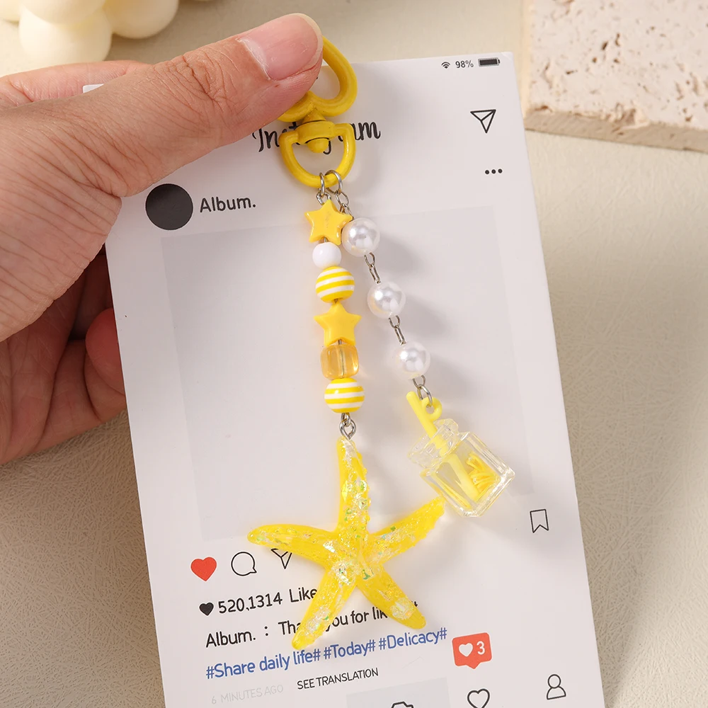 Aihua Niedlicher Y2K-Schicker Sommer-Strand-Seestern-Schlüsselanhänger für Damen und Mädchen, Handtaschenanhänger, Air Pad Hülle, Riemen, handgefertigter Schmuck, Geschenke – Detail 4