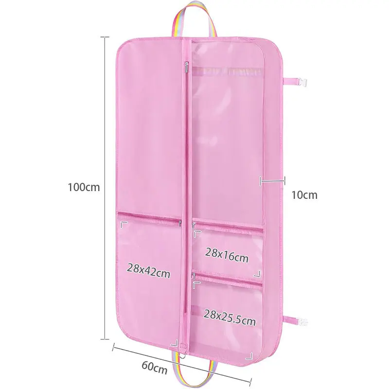 Dance Costume Garment Bag for Hanging Clothes Dance Competition Cover Bag With Clear Zipper Pockets Portable Travel Storage Bag