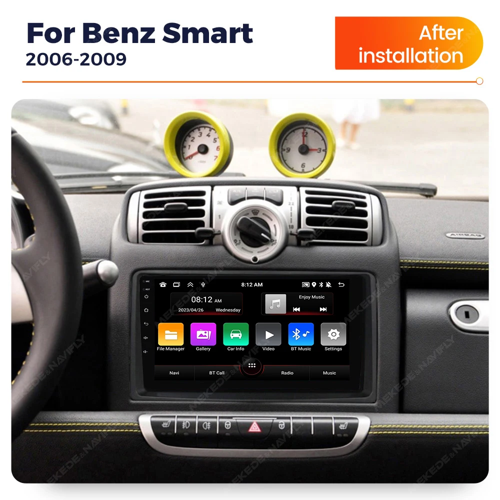 MEKEDE Android System for Smart Fortwo W451 2006~2009 Stereo Car Radio Video Wifi Carplay Multimedia Screen 2 Din 9\