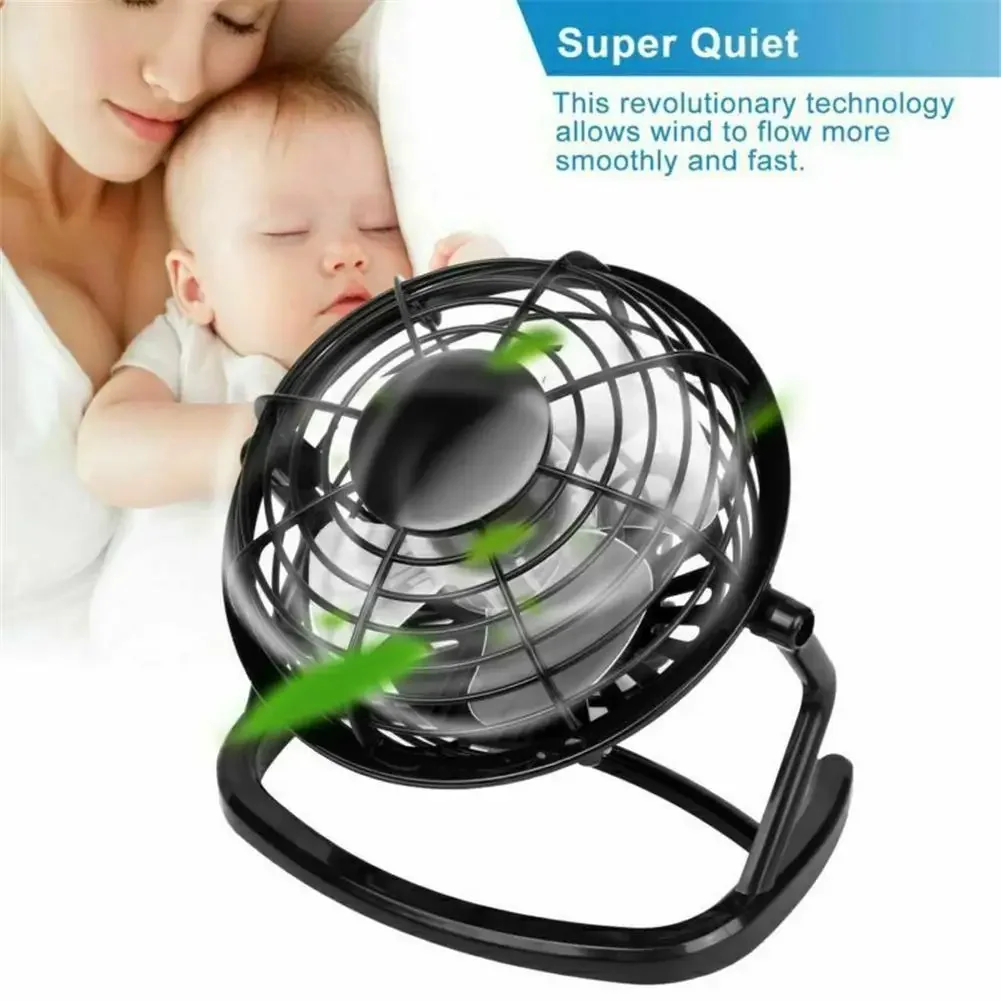 Portable DC 5V USB Mini Fan 4 Blade Desktop USB Fan - USB Powered Personal Table Fan