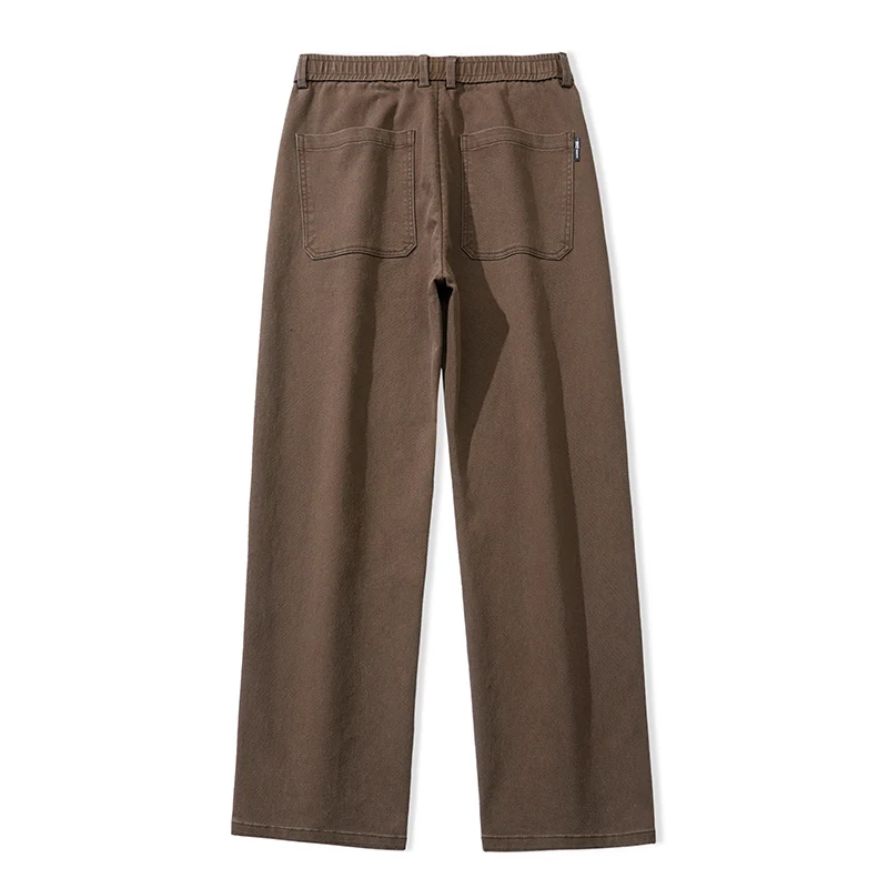 남성 Lyocell 스트레이트 느슨한 탄성 허리 청바지 2025 가을 겨울 패션 브랜드 편안한 다목적 바지 플러스 사이즈 5XL