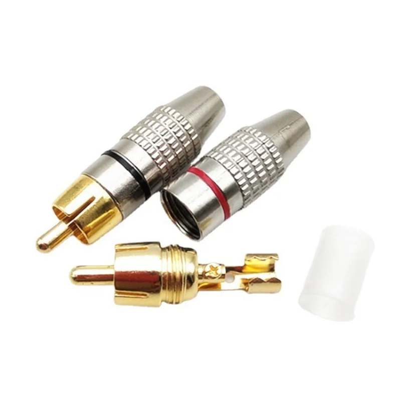 

270 No-Solder Lotus Head Audio Video RCA Plug Monitoring Video Head Cable Connection Plug for Home Security Camera Systems
