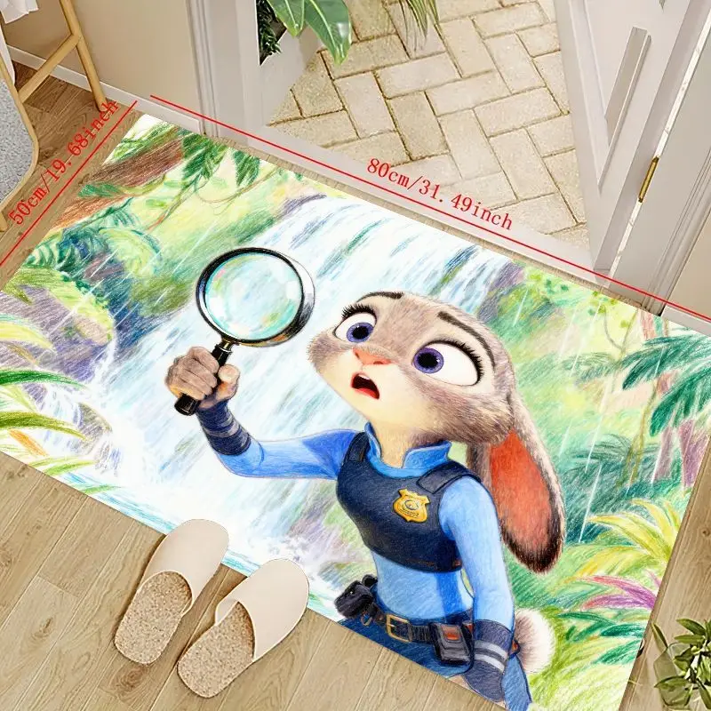 

1 шт. Disney Zootopia Judy Hopps полицейский кролик детектив мультфильм напольный коврик, яркий дизайн водопада в джунглях с увеличительным стеклом,