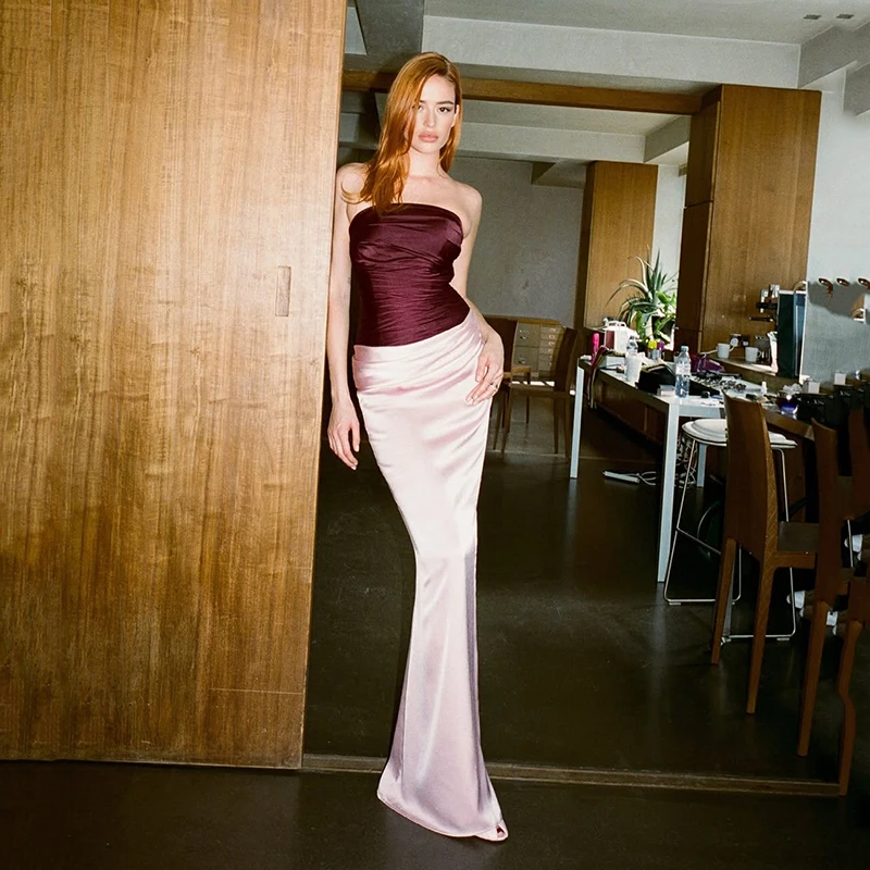 Thinyfull Sexy Maxi Mermaid Prom Dresses Strapless Side Slit Sleeveless Evening Dress 2026 Cocktail Party Prom Gowns Customized