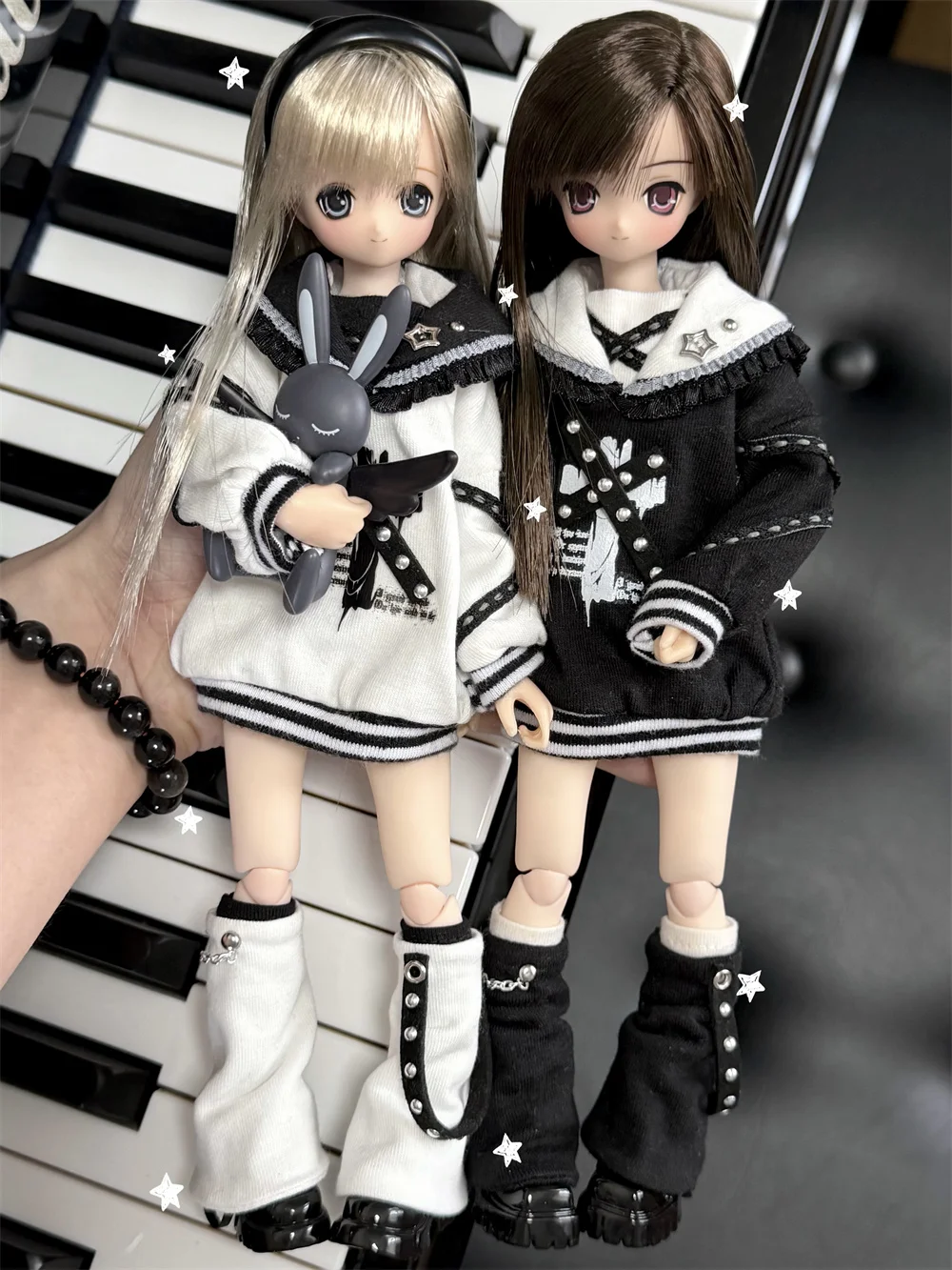 （customization 30day）BJD doll clothes suitable for ob24 azone size Cute suspender skirt clothing set doll accessories (2 points)