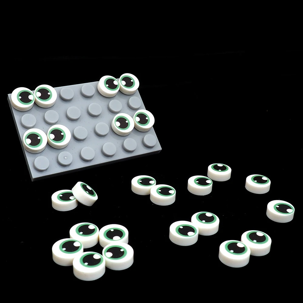 MOC 10PCS Printed 98138 Anime Green Eye Pattern Building Blocks Vivid Figures Compatible Bricks Particle Toy Children Kid Gifts