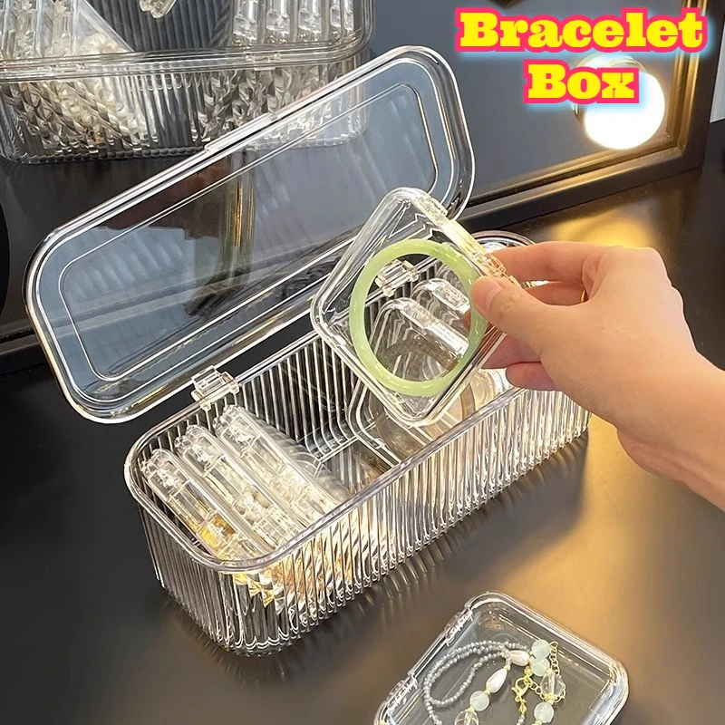 Bracelet Box Jewelry Organizer Anti Tarnish Transparent Storage Bangles Crystal Bracelets Beaded Bracelets Portable Travel Case